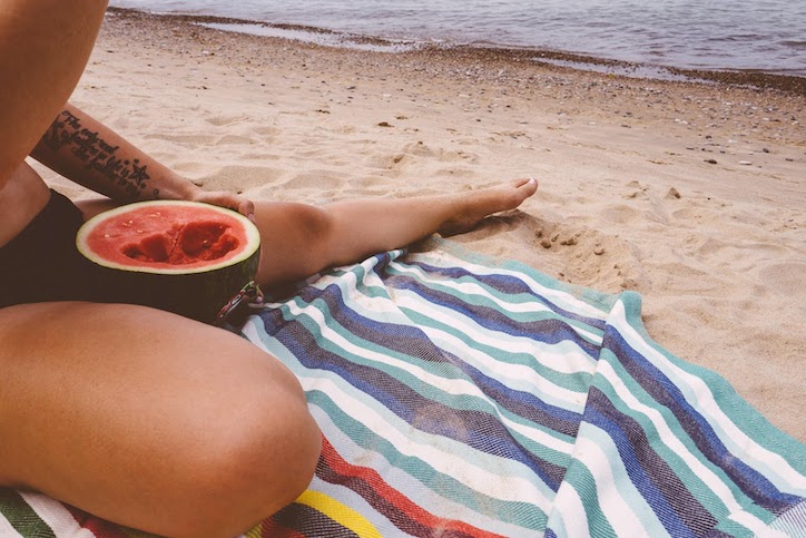 eating-watermelon-on-beach